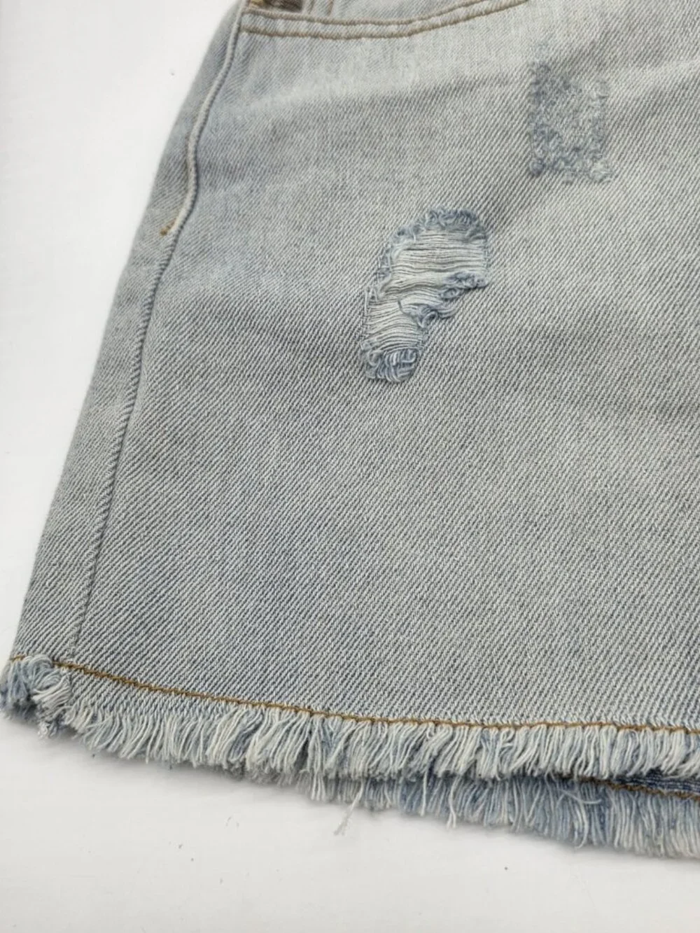 POL Womens Jean Shorts Size Large Patchwork Cut Off Button Fly Distressed Denim